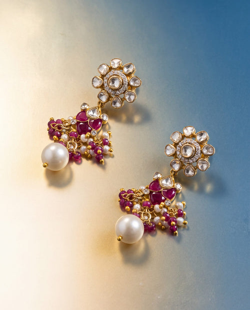 Cherika Polki And Diamond Long Earrings