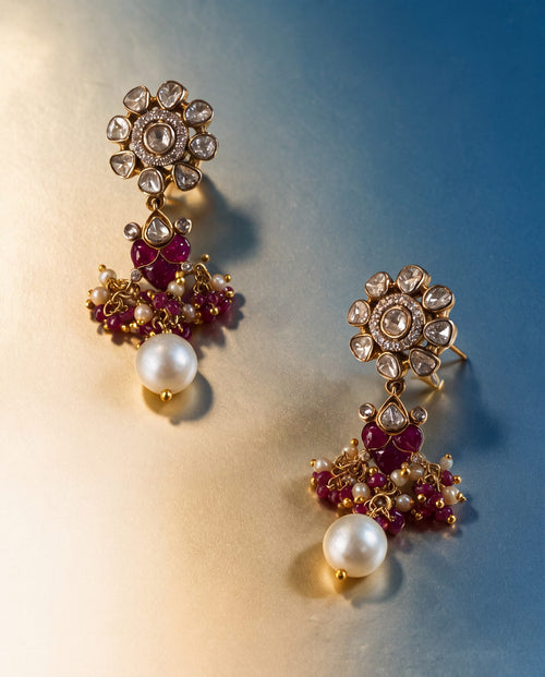 Cherika Polki And Diamond Long Earrings
