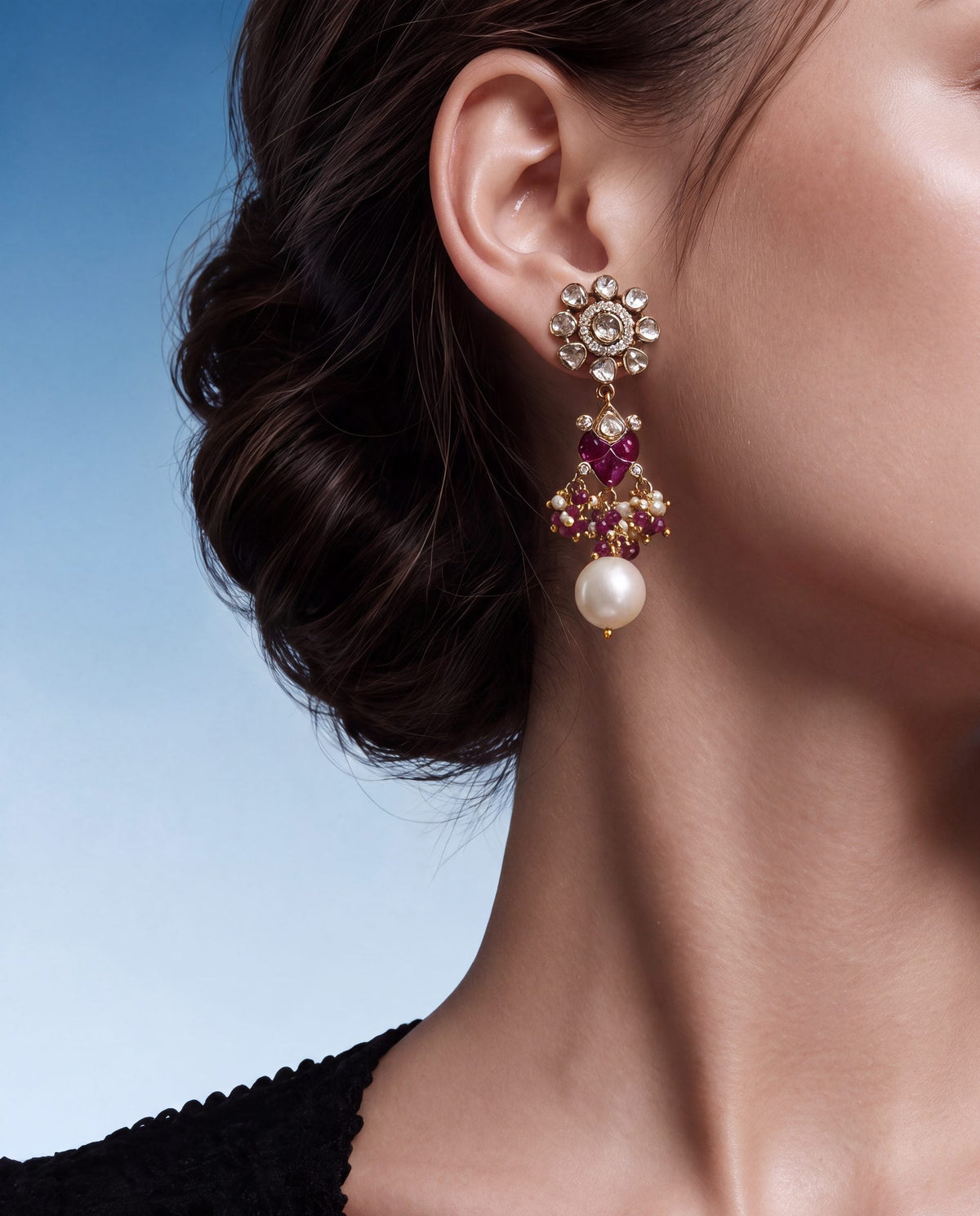 Cherika Polki And Diamond Long Earrings
