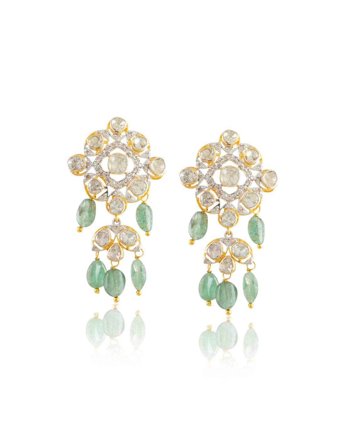 Tania Polki And Diamond Long Earrings