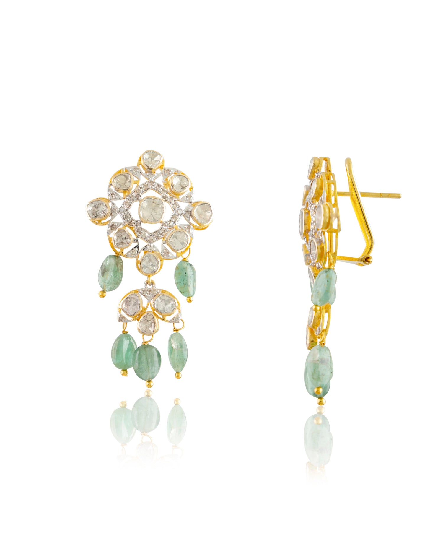 Tania Polki And Diamond Long Earrings