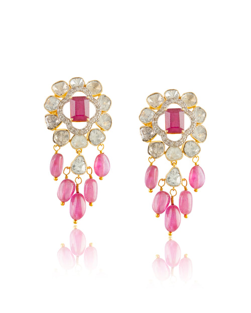 Shabana Polki And Diamond Long Earrings