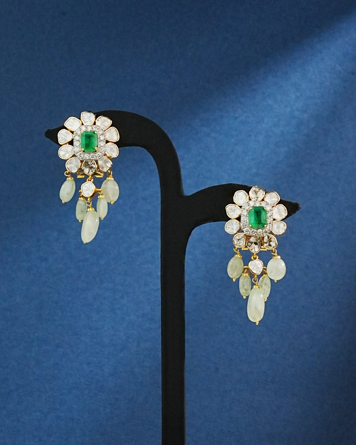Myra Polki And Diamond Long Earrings