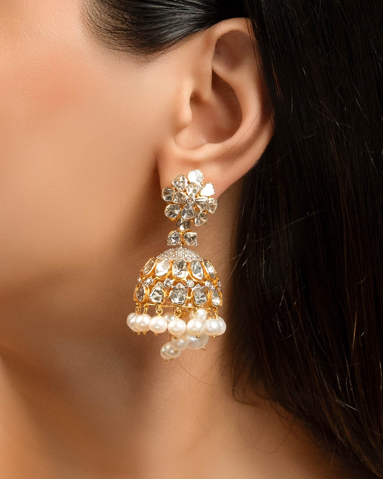 Yashita Polki And Diamond Jhumkas