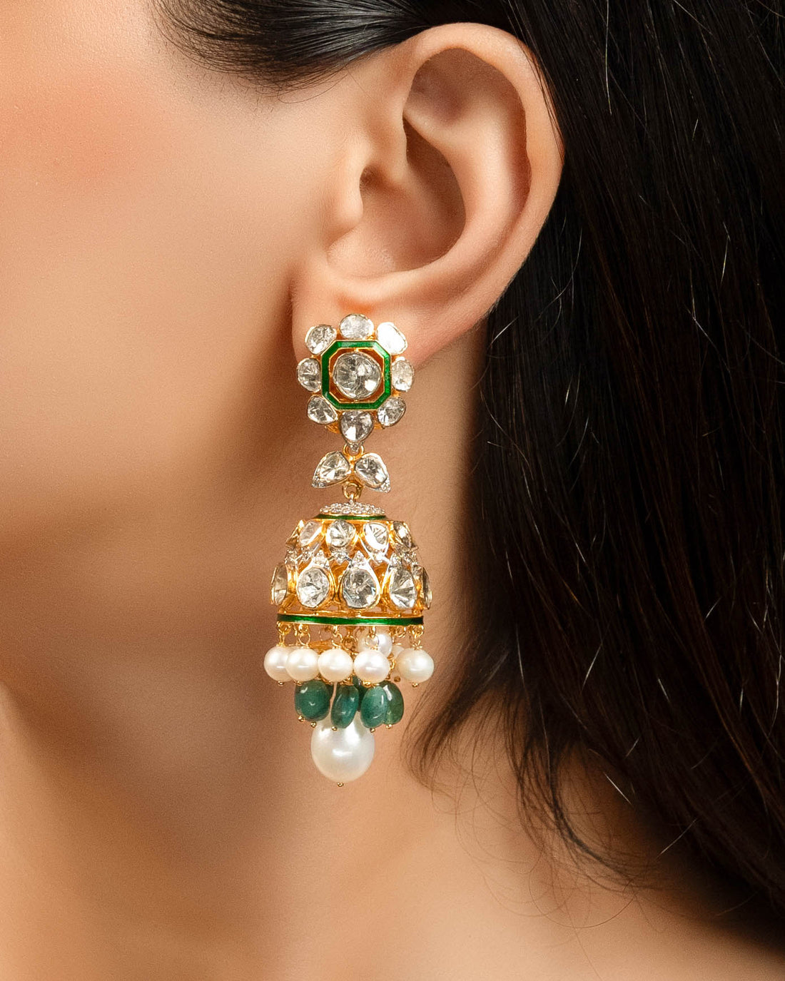 Riya Polki And Diamond Jhumkas