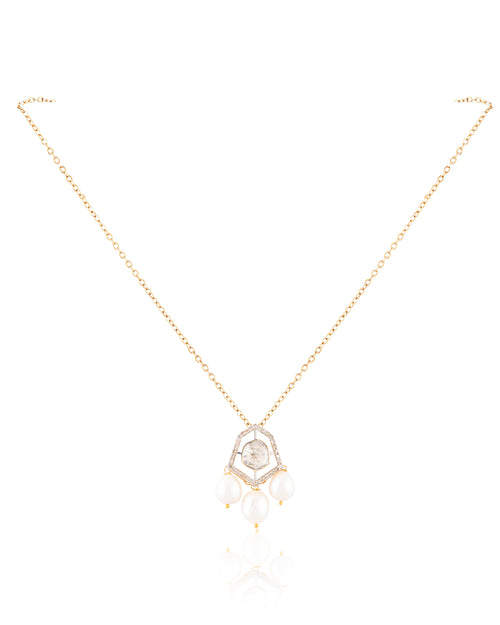 Harpreet Pendant And Tejal Tops Polki And Diamond Set