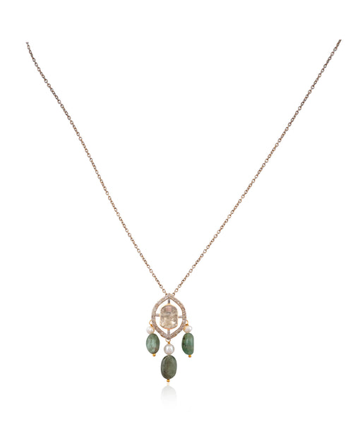 Octavia Pendant And Shiya Tops Polki And Diamond Set