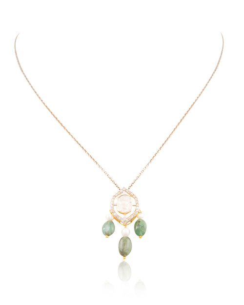 Octavia Pendant And Shiya Tops Polki And Diamond Set