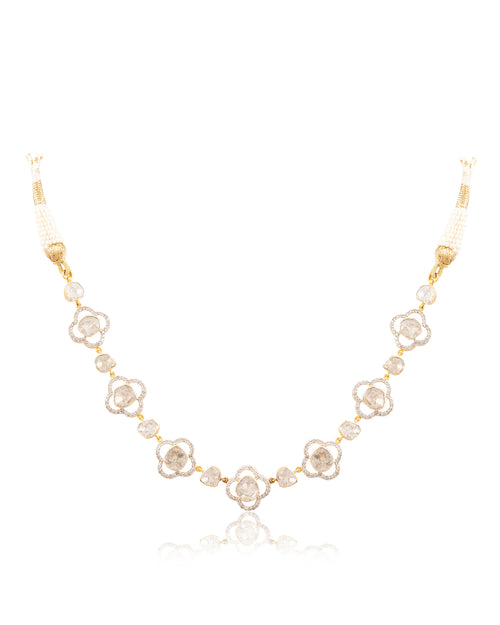 Ofeliya Choker And Maitreyi Long Earrings Polki And Diamond Set