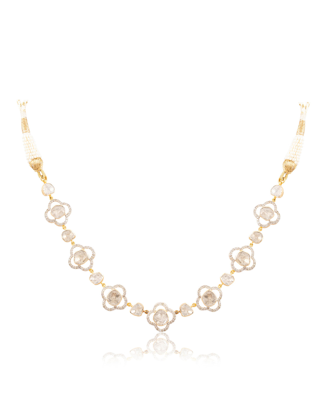 Ofeliya Choker And Maitreyi Long Earrings Polki And Diamond Set