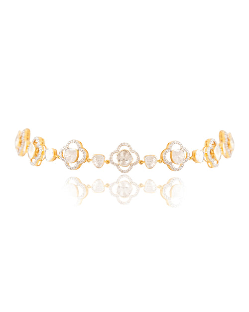Ofeliya Choker And Maitreyi Long Earrings Polki And Diamond Set
