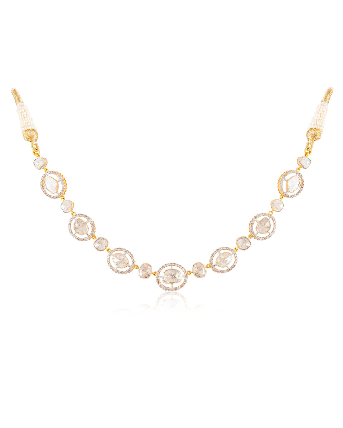 Rhea Choker And Taina Long Earrings Polki And Diamond Set