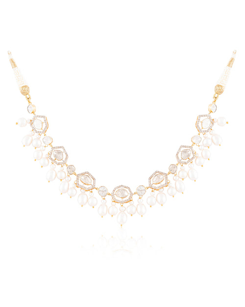 Diana Choker And Nelisha Long Earrings Polki And Diamond Set