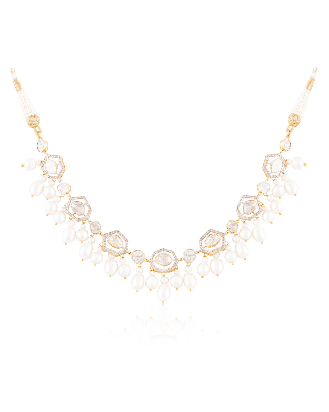 Diana Choker And Nelisha Long Earrings Polki And Diamond Set