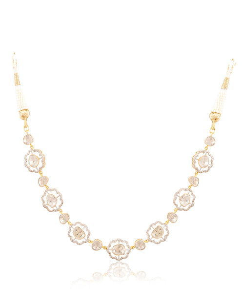 Arina Choker And Chaitali Long Earrings Polki And Diamond Set