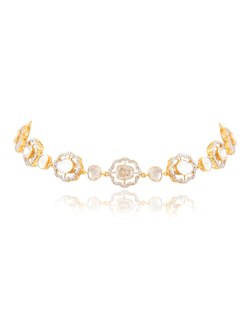 Arina Choker And Chaitali Long Earrings Polki And Diamond Set