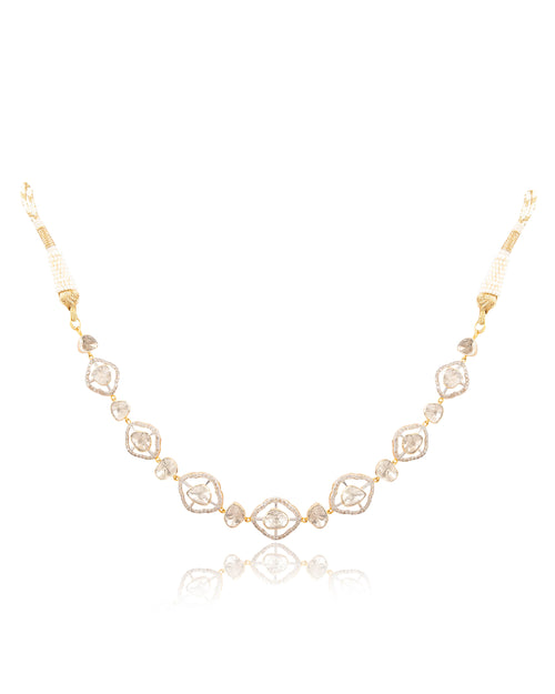 Alyona Choker And Jessa Long Earrings Polki And Diamond Set