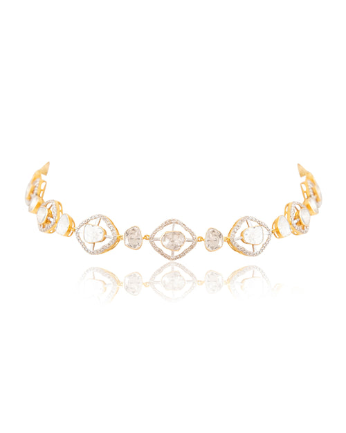 Alyona Choker And Jessa Long Earrings Polki And Diamond Set