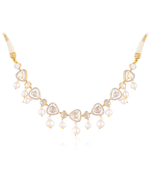 Samaira Choker And Tanmayi Long Earrings Polki And Diamond Set