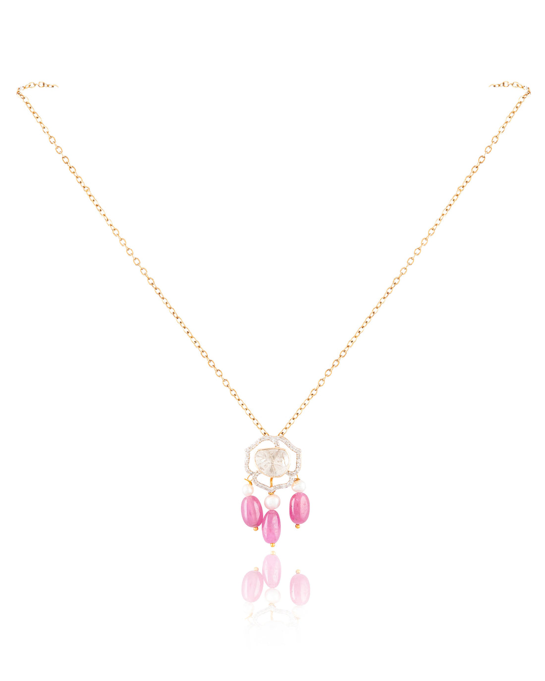 Mishka Pendant And Adweta Tops Polki And Diamond Set