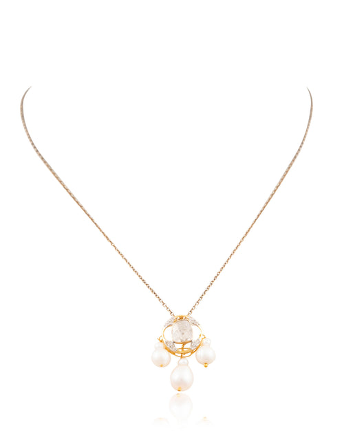 Vriddhi Pendant And Jignisha Tops Polki And Diamond Set