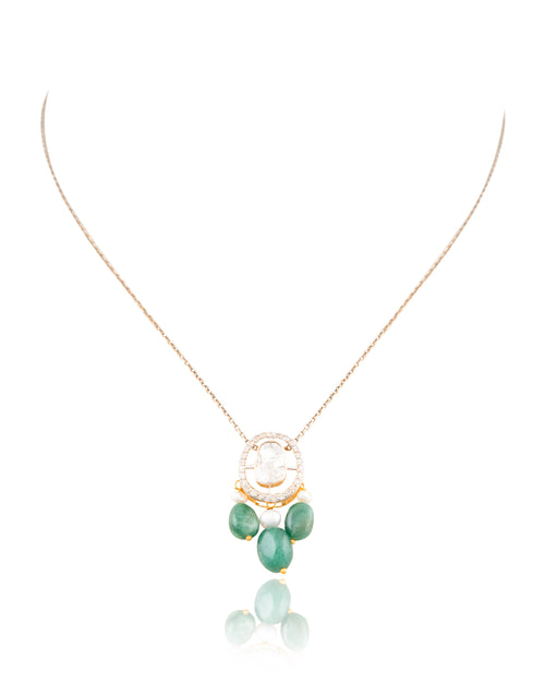 Piyu Polki And Diamond Pendant