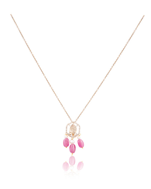 Priti Pendant And Nigar Tops Polki And Diamond Set