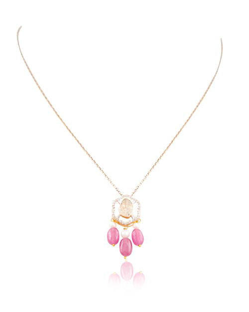 Priti Pendant And Nigar Tops Polki And Diamond Set