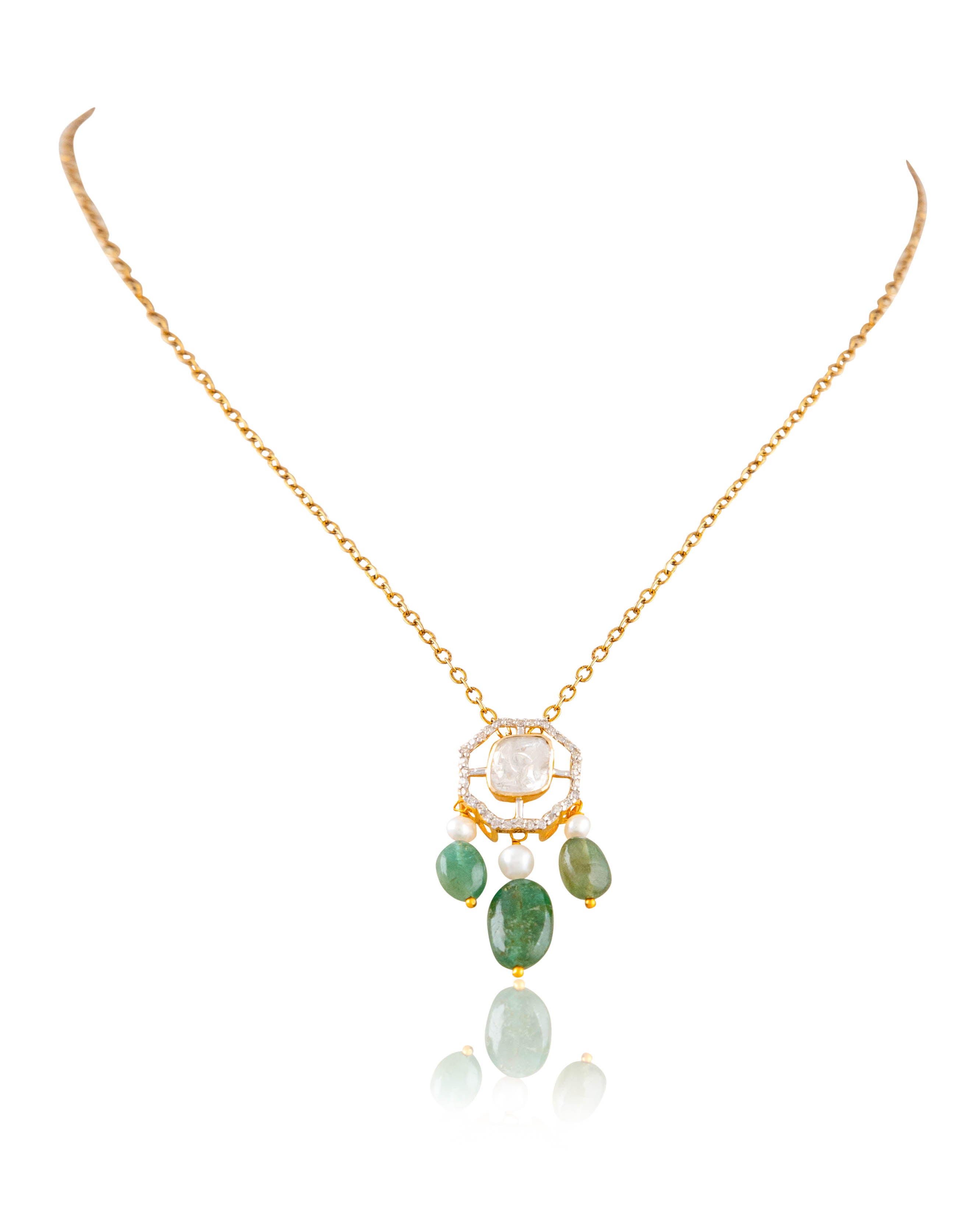 Karishma Polki And Diamond Pendant