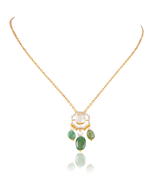 Karishma Pendant And Zivar Tops Polki And Diamond Set