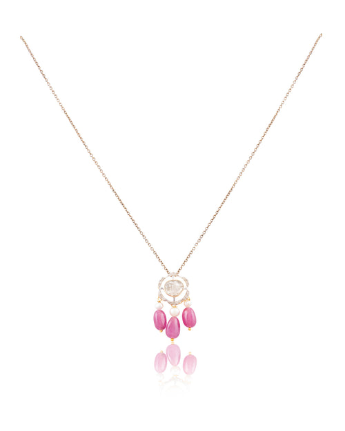 Saasha Polki And Diamond Pendant