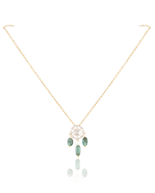 Sayani Pendant And Vamika Tops Polki And Diamond Set