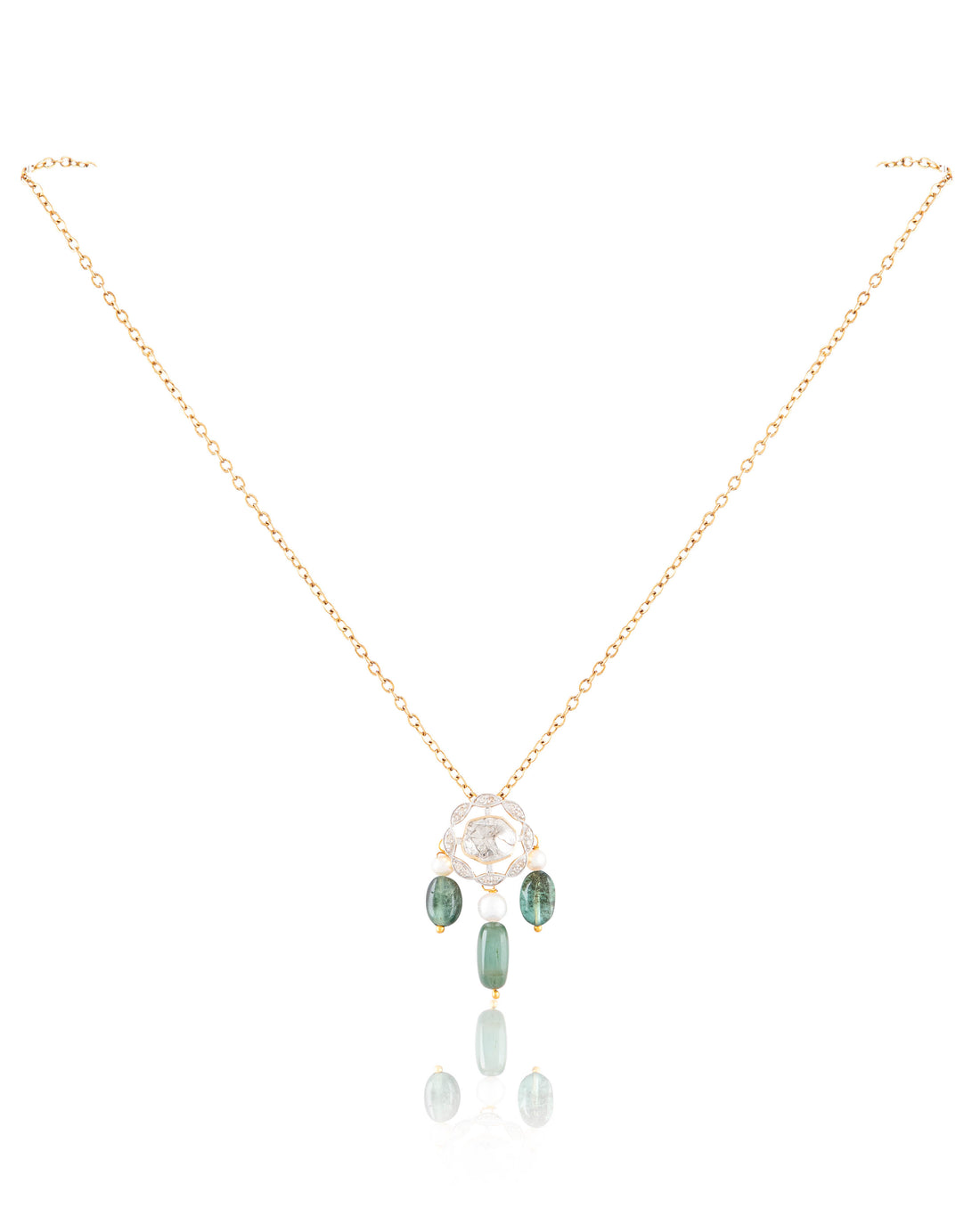 Sayani Pendant And Vamika Tops Polki And Diamond Set