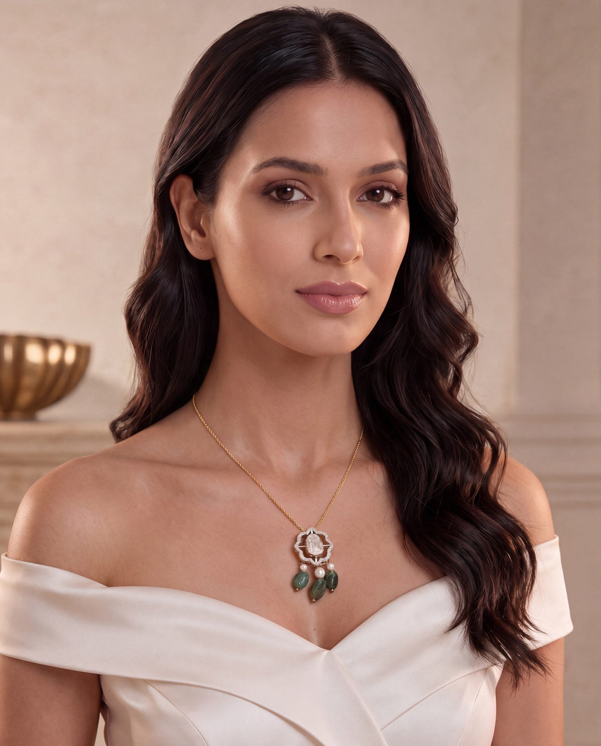 Sancheti Polki And Diamond Pendant
