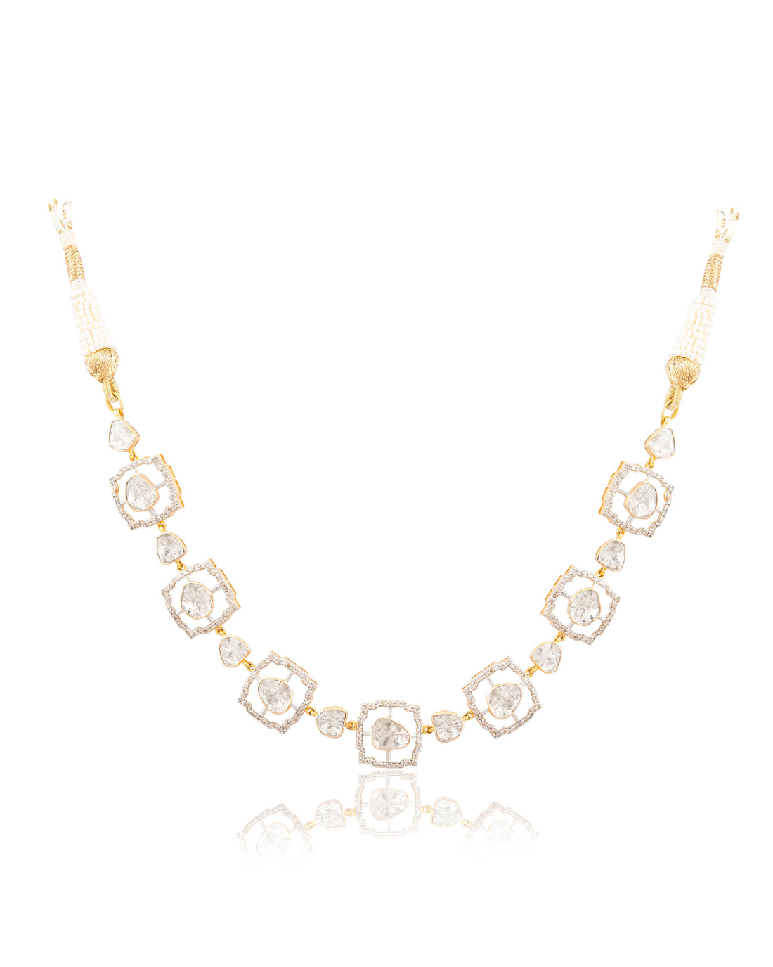 Ariya Choker And Hardika Long Earrings Polki And Diamond Set