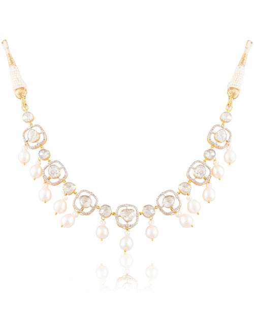 Eram Choker And Erika Long Earring Polki And Diamond Set