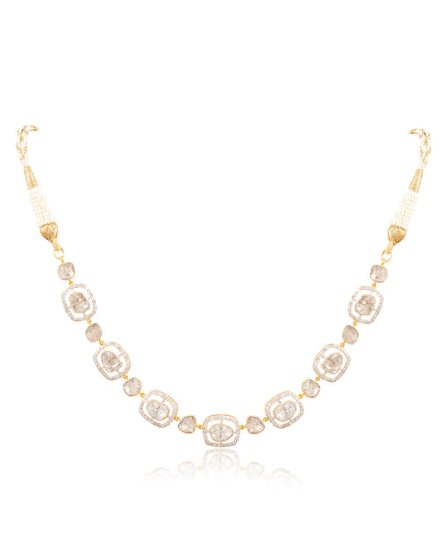 Ishita Choker And Divya Long Earrings Polki And Diamond Set
