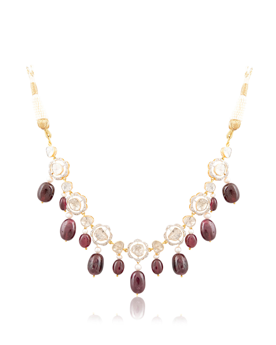 Shifa Choker And Disha Long Earrings Polki And Diamond Set