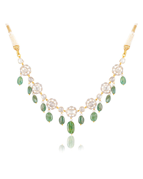 Trisha Choker And Farzana Long Earrings Polki And Diamond Set