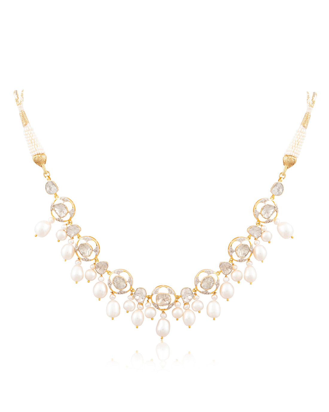 Shubhangi Choker And Chandika Long Earrings Polki And Diamond Set