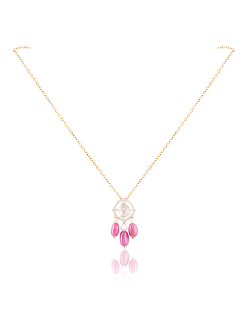 Urvashi Pendant And Dharika Tops Polki And Diamond Set