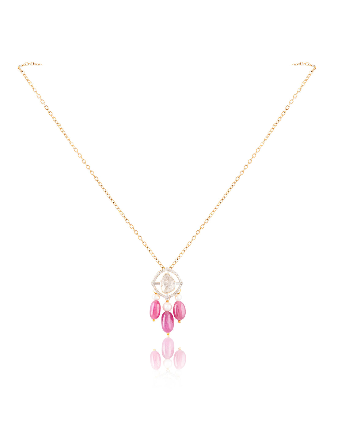 Urvashi Pendant And Dharika Tops Polki And Diamond Set