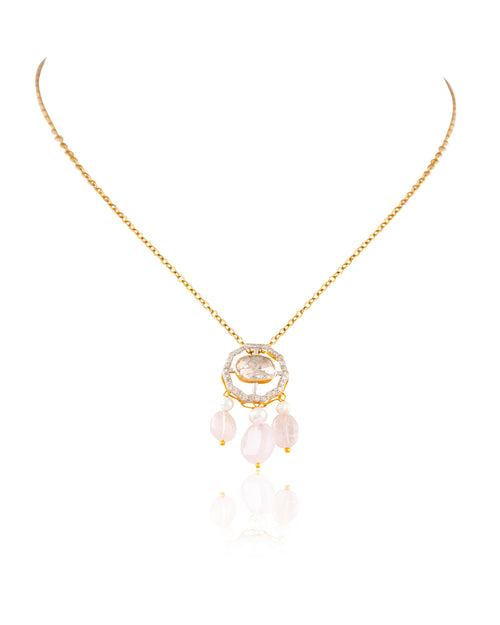 Asmita Pendant And Tanvisha Tops Polki And Diamond Set