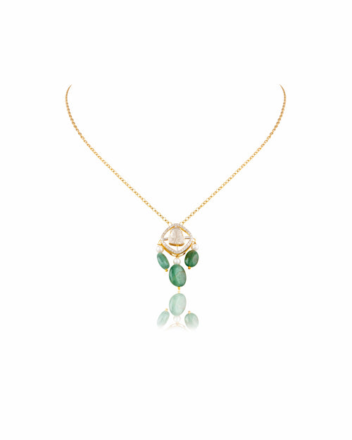 Pareen Polki And Diamond Pendant