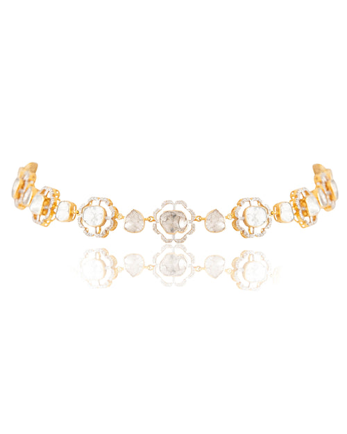 Piyusha Choker And Latasha Long Earrings Polki And Diamond Set