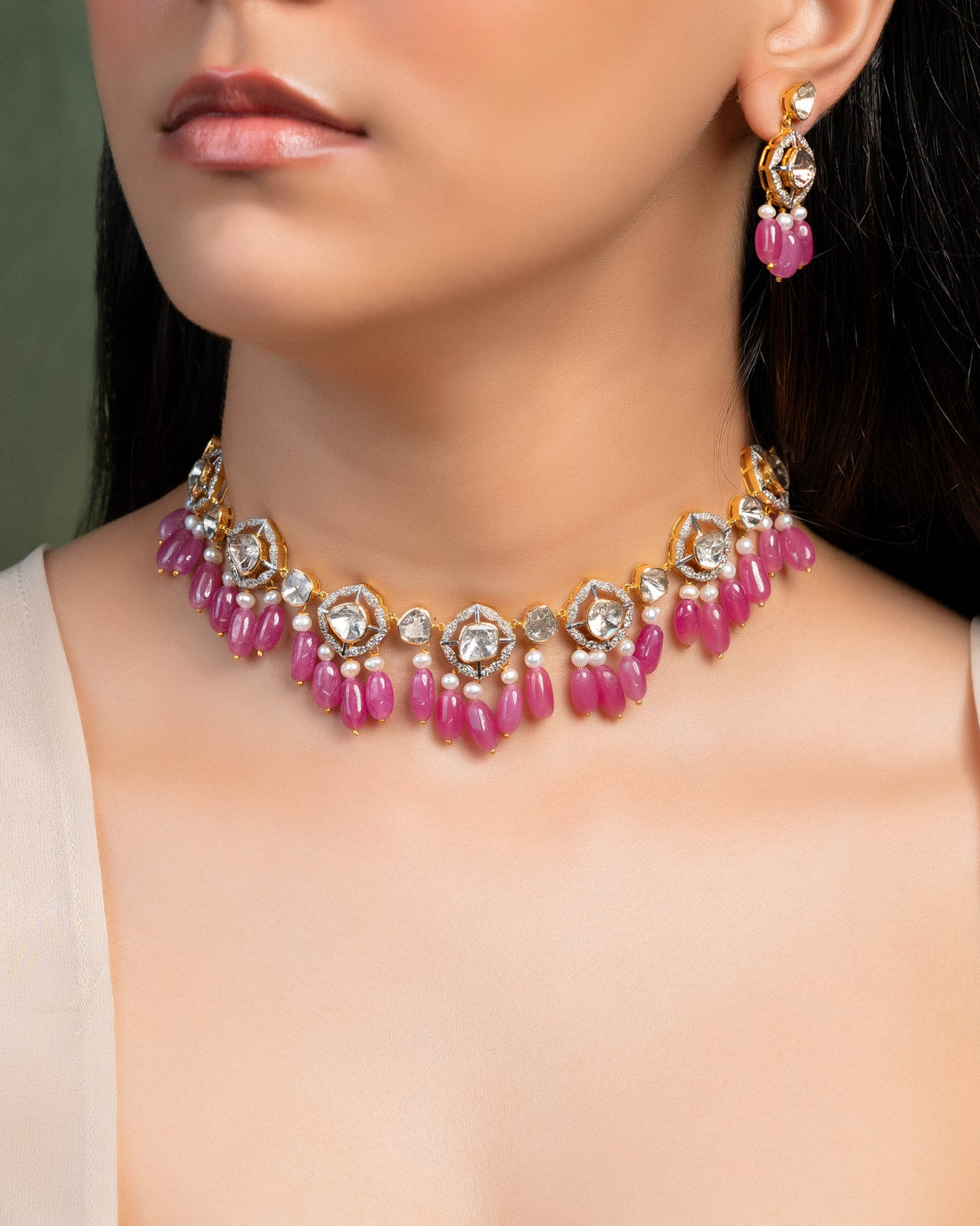 Zuveria Polki And Diamond Long Earrings