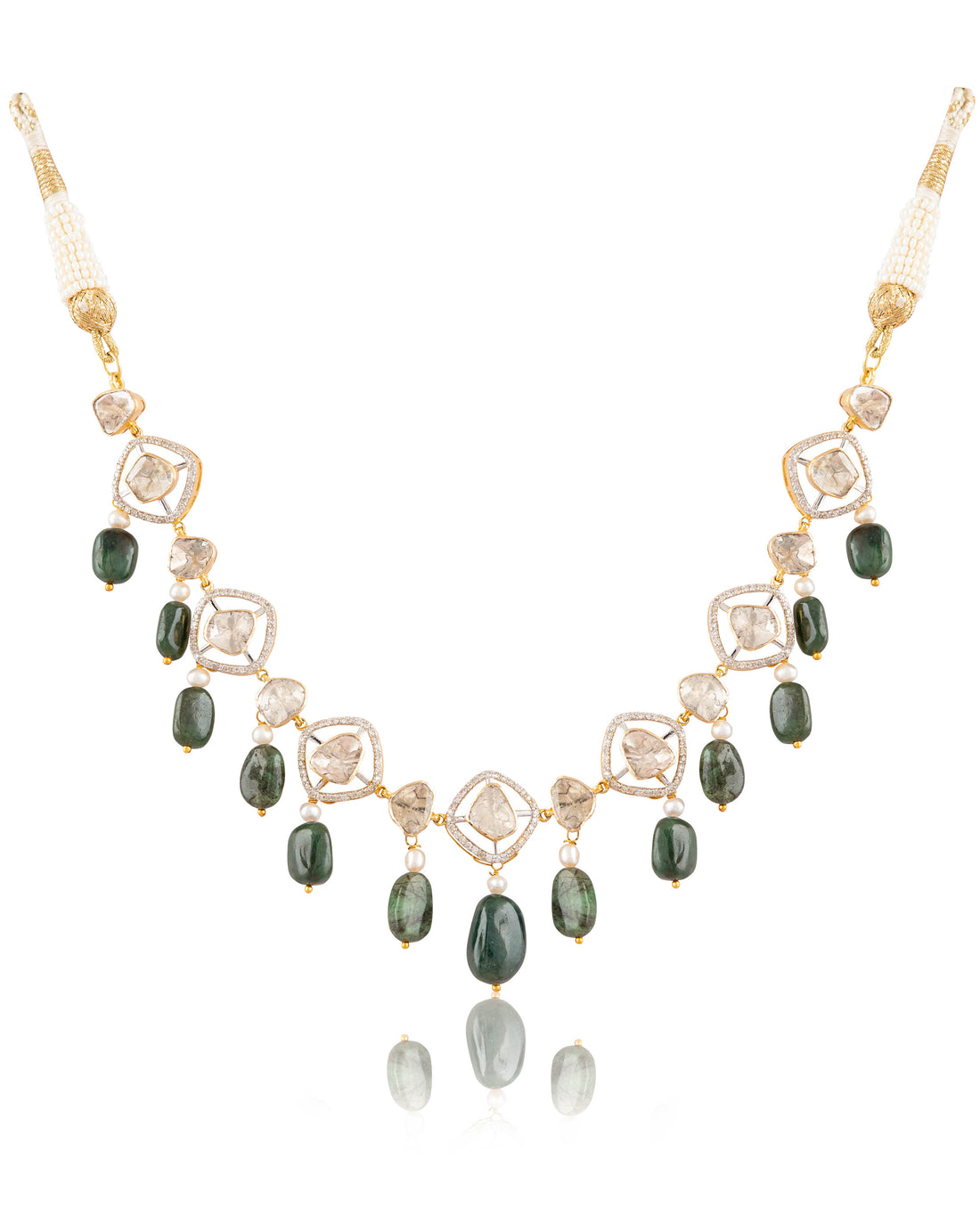 Kriti Choker And Rakul Long Earrings Polki And Diamond Set