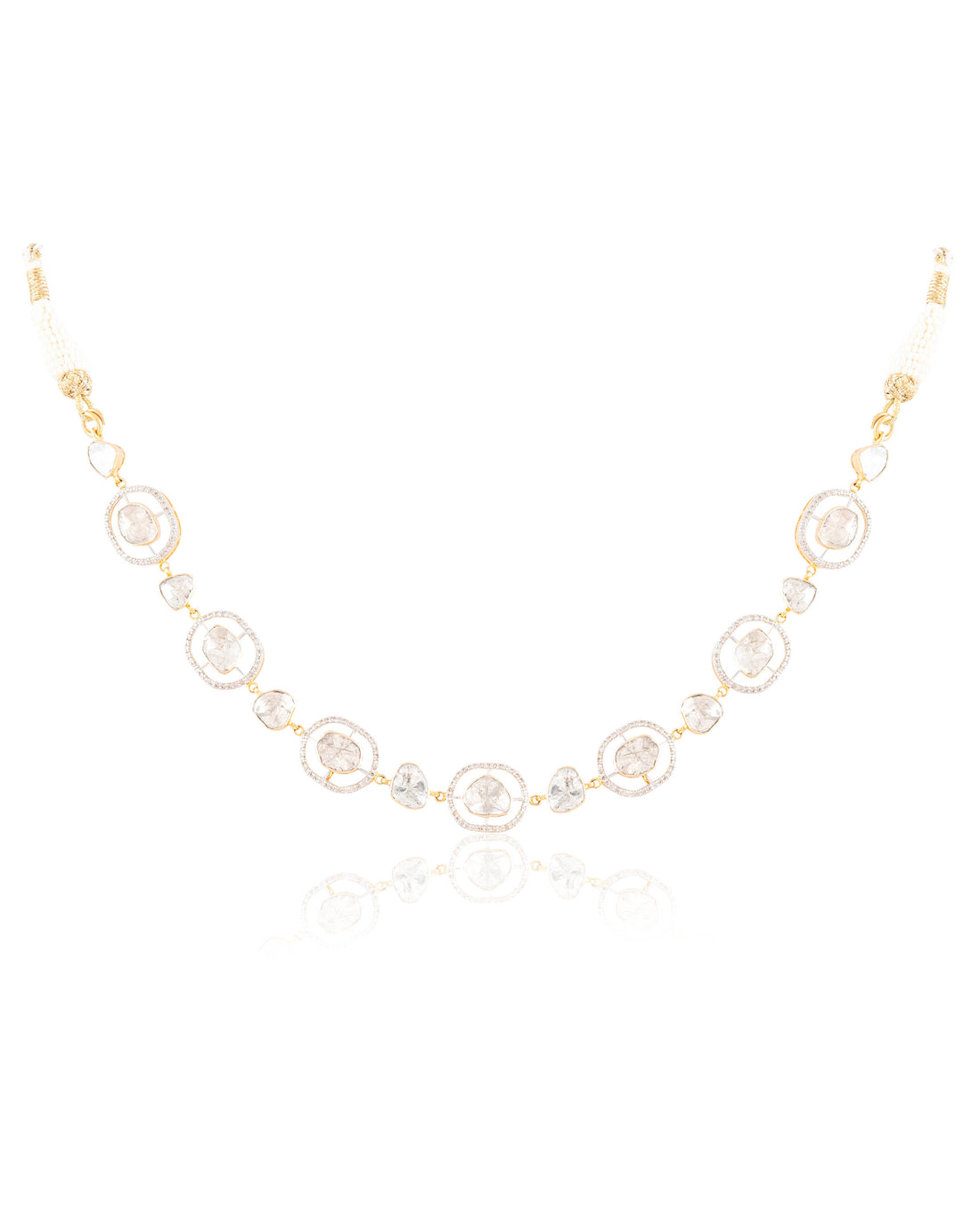 Pallavi Choker And Tulsika Long Earrings Polki And Diamond Set