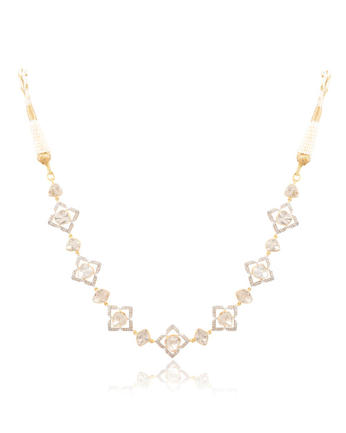 Vinita Choker And Shaziya Long Earrings Polki And Diamond Set