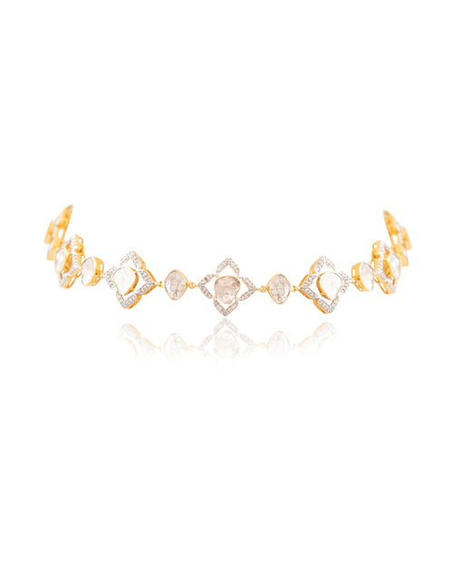 Vinita Choker And Shaziya Long Earrings Polki And Diamond Set
